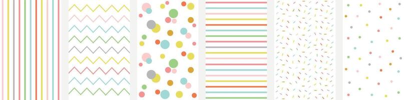Pastel color seamless geometric patterns set, elegant ornaments, design paper, wallpaper, textile, print, wonderful collection vector
