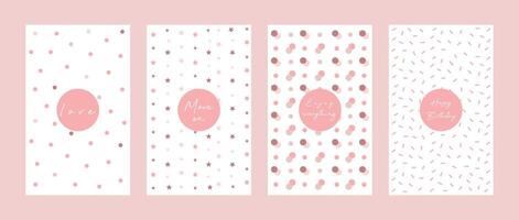 Pastel color seamless geometric patterns set, elegant ornaments, design for decoration, wrapping paper, print, fabric or textile, wonderful collection with inspirational messages vector