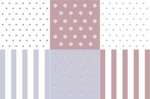 Fashion collection of seamless patterns, design for decoration, wrapping paper, print, fabric or textile, stylish set patterns, elegant ornaments, lovely cards vector