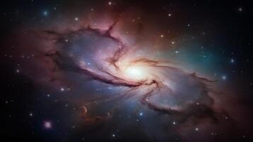 Colorful Galaxy Swirls and Nebula Clouds. Universe science astronomy suitable for background and wallpaper. photo