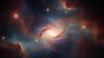 Galactic Spiral with Nebula Clouds and Stars. Universe science astronomy suitable for background and wallpaper. photo