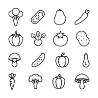 Set of Vegetables Related Line Icons. Editable Stroke. Simple Outline Icons. vector