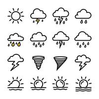 Different Style Weather Bold Outline Icon Set. vector