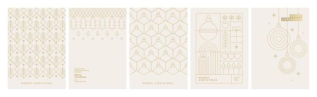 Set of Christmas and New Year Cards. Modern illustration concepts for graphic and web design, social media banner, marketing material. vector