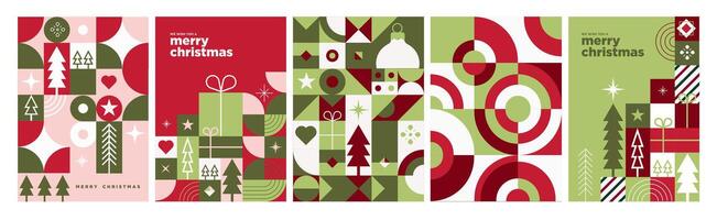 Set of Christmas and New Year Cards. Modern illustration concepts for graphic and web design, social media banner, marketing material. vector
