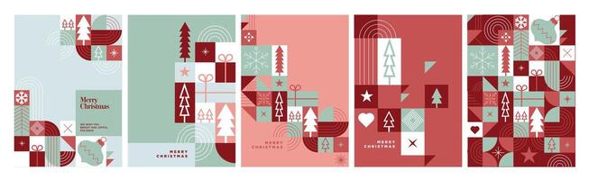 Merry Christmas and Happy New Year. Geometric design illustrations for greeting card, party invitation card, website banner, social media banner, marketing material. vector