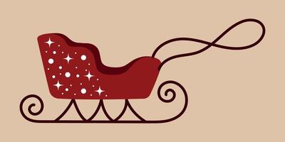 Santa's sleigh for Christmas design. Winter, snow. Santa Claus, red sleigh and gifts. Christmas winter holiday design element vector
