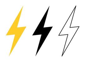 Lightning icon. Electrical sign and symbol of lightning and thunder. Energy sign. Power, fast speed. The sign of a flash of light. vector