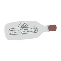 Bottle with a letter. Message in a bottle in flat design. vector