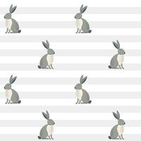 Cute animals pattern. Seamless pattern with hare. Wildlife backgrounds. vector