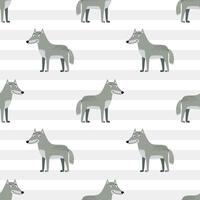 Seamless pattern with wolf. Cute animals pattern. Wildlife backgrounds. vector