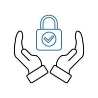secured concept line icon. Simple element illustration. secured concept outline symbol design. vector