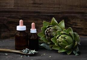 bottles with artichoke tincture photo
