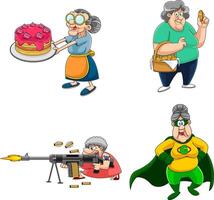 Grandma Cartoon Characters. Collection Set vector
