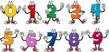 Funny Number Cartoon Character. Collection Set vector