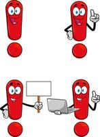 Red Exclamation Mark Cartoon Character. Collection Set vector