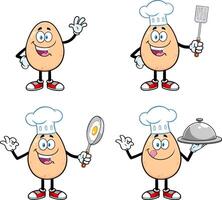 Egg Cartoon Mascot Character. Collection Set vector