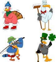 Cartoon Birds Characters. Collection Set vector