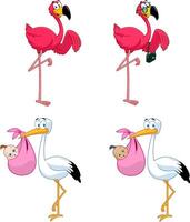 Cartoon Birds Characters. Collection Set vector