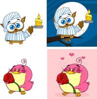 Cartoon Birds Characters. Collection Set Isolated On White Background vector