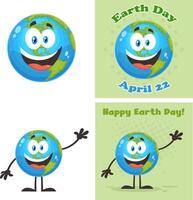 Earth Globe Cartoon Character Flat Design. Collection Set vector