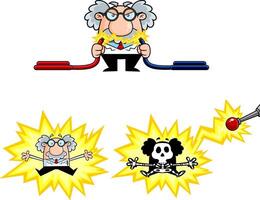 Science Professor Cartoon Character Poses. Collection Set Isolated On White Background vector