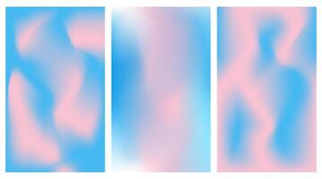 Elegant blue and pink sky backdrop. Pastel summer hues in a soft design. Abstract trendy blurred gradient background set with a light, minimal feel vector