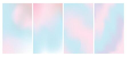 Elegant blue, purple and pink sky backdrop set. Pastel summer hues in a soft design. Abstract trendy blurred gradient background set with a light, minimal feel vector