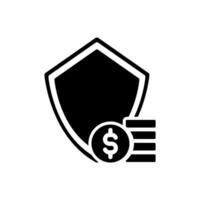 A shield with dollar symbol and stack of coins vector