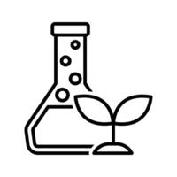 Laboratory flask with plant seedling vector