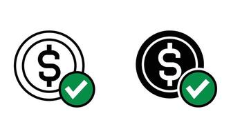 money coin with checkmark vector