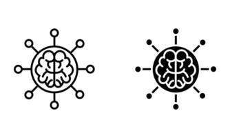 Brain with circuit connection line vector