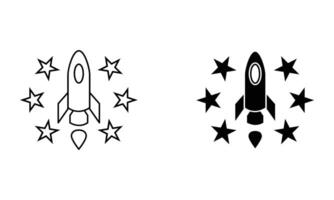 rocket with stars vector