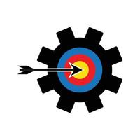 target and arrow with cogwheel vector