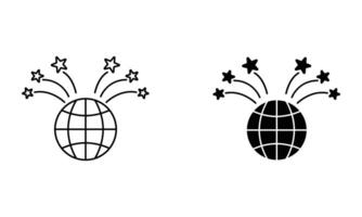 globe with firework in star shape vector