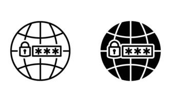 globe with padlock and password, internet security and safety icon vector