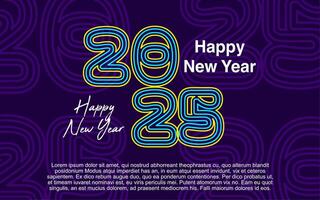happy new year 2025 background in blue color for greeting template. vector