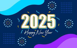 happy new year 2025 background in blue color for greeting template. vector