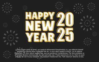 happy new year 2025 background with black color for greeting template. vector