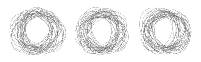 Three circular overlapping line patterns vector
