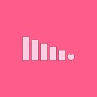 Valentine day card with mobile phone signal. Trendy retro groovy style. Perfect for social media content, posts and more. illustration vector