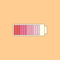 Valentine day card with mobile phone battery level. Trendy retro groovy style. Perfect for social media content, posts and more. illustration vector