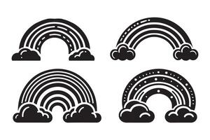 Clouds and rainbow silhouette illustration vector