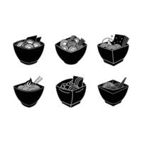 Editable ramen bowl line art for creative packaging and branding vector