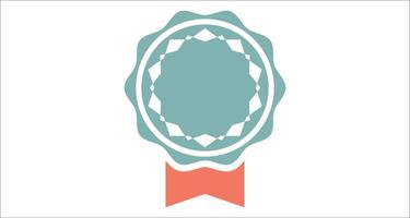 a blue oval with a red ribbon on it vector