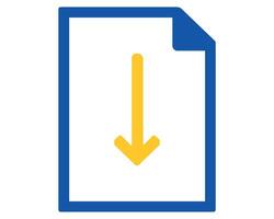blue and yellow arrow pointing down on a file vector