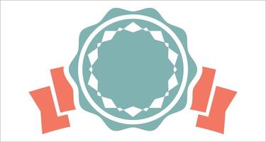 a blue oval with a red ribbon around it vector