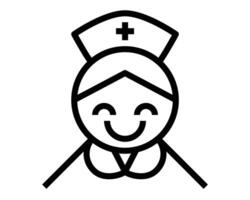 a nurse is smiling in a black and white line drawing vector