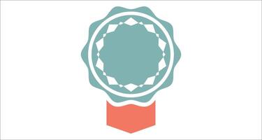 a blue and orange oval with a ribbon on it vector