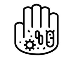 a hand with gears and a bug on it vector